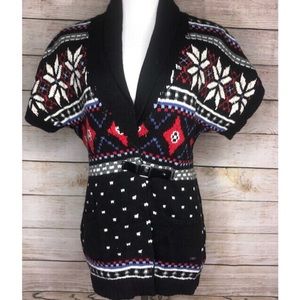 Holiday knit cardigan buckle sweater